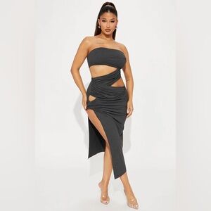 Fashion Nova Tatianna Cut Out Mini Dress - Charcoal